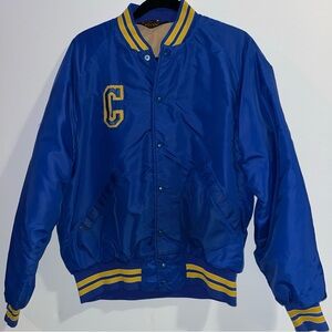 Vintage Pla-Jac by Dunbrooke Varsity Jacket Mens L 44-46 blue YellowSnap Button